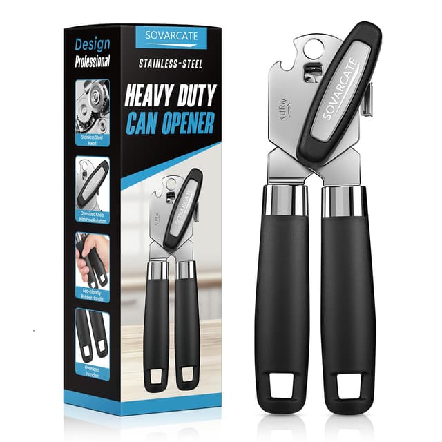 Dosenöffner Manuell Multifunktional Robust Büchsenöffner mit Magnetheber [Ergonomisch gebogener Griff] Rutschfest Griff Arthritisfreundliches Küchengerät aus Edelstahl für Senioren, Küche, Essentials