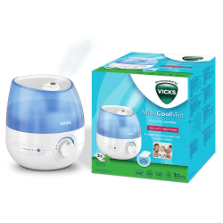 Vicks Mini Cool Mist Ultraschall-Luftbefeuchter (kompakt, leise, für besseren Schlaf, Husten und Erkältung, Komfort, ätherische Öle, Luftfeuchtigkeit, Räume bis 15m2) VUL525 Vicks VUL525 Angebot bei HelloDeals