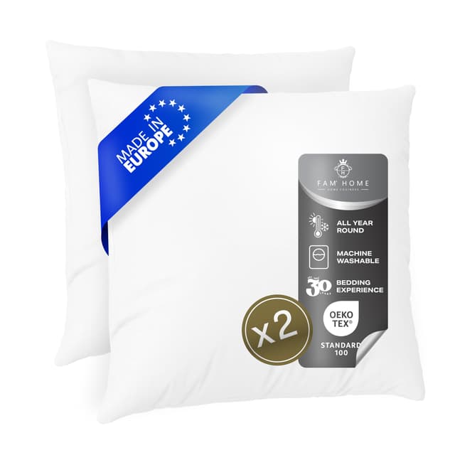 FAM Home Kissen 80x80 2er Set Weiches Mikrofaser - Kopfkissen 80x80 Allergiker mit Optimaler Stütze für Nacken und Kopf - Innenkissen Atmungsaktiv Feuchtigkeitsregulierend Antibakteriell 2er Set 80 x 80cm