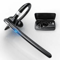 Euakee Bluetooth Freisprech Headset, V5,4 Bluetooth Protokoll, Freisprecheinrichtung Ohr mit 500mAh Ladekoffer, Freisprech Kopfhörer mit CVC 8,0 Dual-Mic für Computer Handys Trucker Home Office (A) Angebot bei HelloDeals