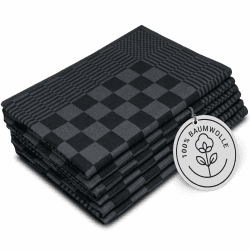 ZOLLNER 6er Set Geschirrtücher Baumwolle in 65x65 cm - extrem saugstarke und robuste Küchentücher - waschbar bis 60°C – in schwarz kariert - Gastronomiequalität - Oeko Tex® Zertifiziert Schwarz 65 x 65 cm Angebot bei HelloDeals