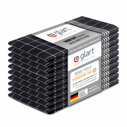 Glart 48GI2 10er Set Geschirrtücher Küchentücher, 50x70 cm, 100% Baumwolle Oeko-TEX Standard 100, grau, fusselfrei, vorgewaschen, Tücher für Küche und Abwasch Küchentücher 10er Grau Angebot bei HelloDeals