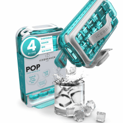 ICEBREAKER POP 2.0 Eiswürfelform - Eis herstellen und servieren, ohne das Eis zu berühren - Der Hygieneeisbehälter für den Tiefkühler - Silikonbehälter mit Deckel - Eiswürfelbereiter mit 18 Eiswürfeln Pop 2.0 Clear Water Blue (Exclusive)