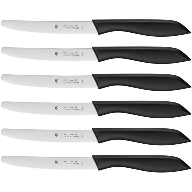 WMF Classic Line Frühstücksmesser Set 6-teilig, 23 cm, Brötchenmesser Wellenschliff, Brotzeitmesser, Spezialklingenstahl, Kunststoffgriff, schwarz Black Set 6-teilig