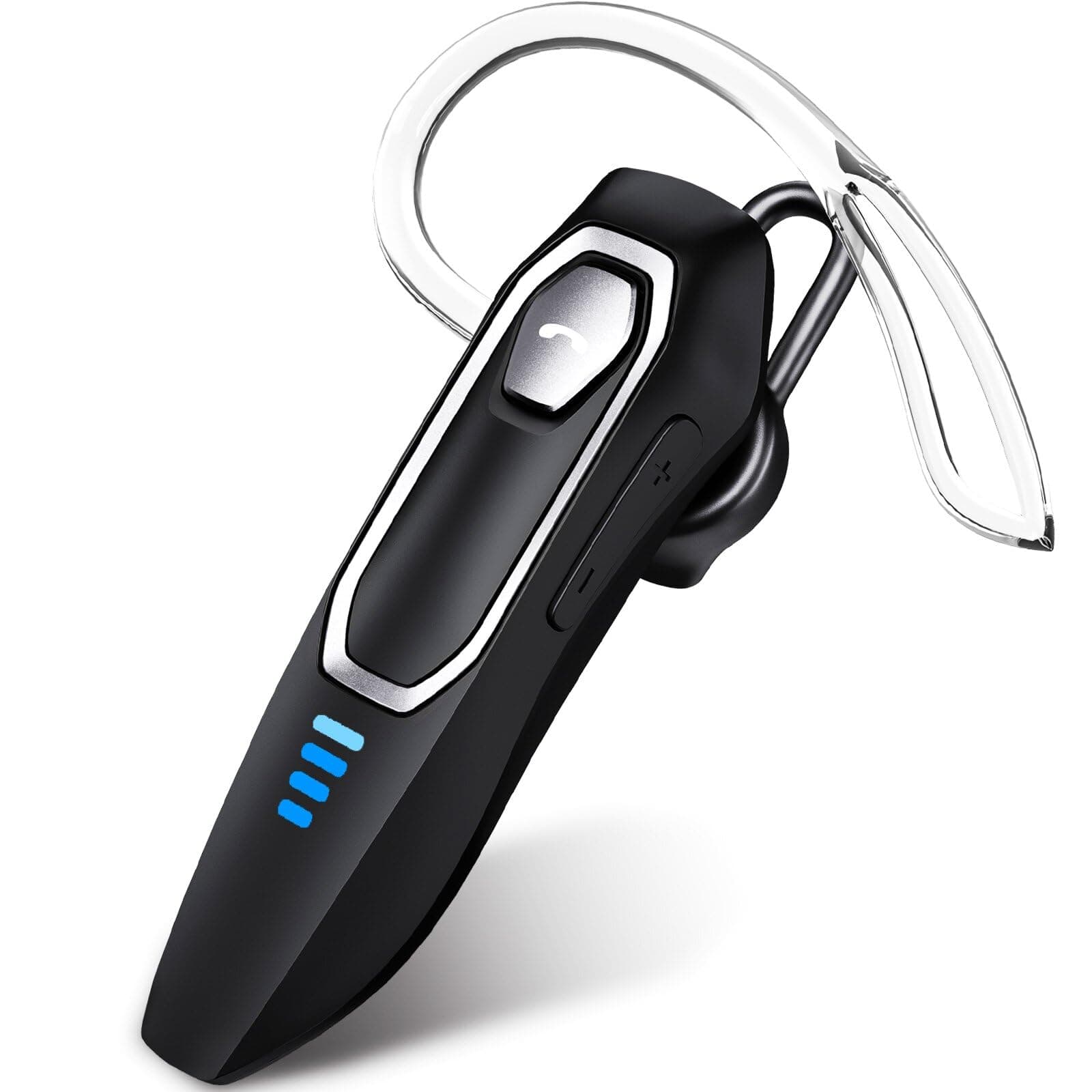 Headset Bluetooth Handy, mit Geräuschunterdrückung Mikrofone Freisprech Bluetooth 5.4 Headset, 36 Stunden Gesprächszeit, Kabelloser Kopfhörer für Phone/Android/Laptops/Tablets Silberner Rahmen & Schwarz