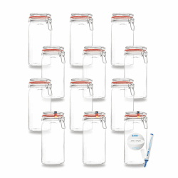 BAUER Flaschenbauer - 12 -teiliges Set Drahtbügel-Vorratsgläser 1550ml, geeignet als Einmach- und Fermentierglas, zur Aufbewahrung, zum Befüllen, Drahtbügelgläser Inklusive Etiketten - Made in Germany 1550 x 12 Stück Angebot bei HelloDeals