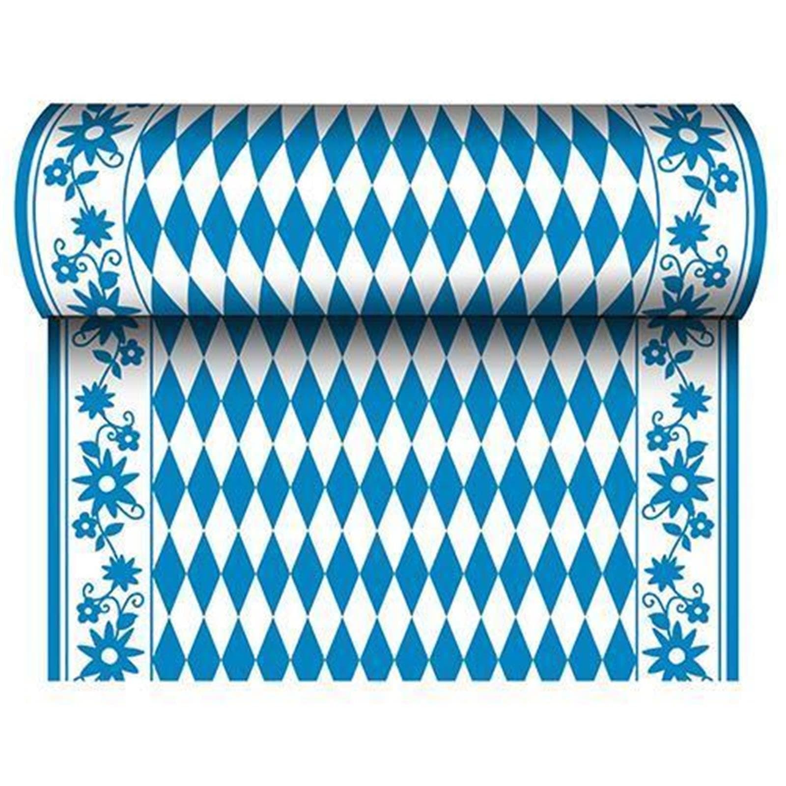 Papstar 24 m x 40 cm Tischläufer Stoffähnlich, Airlaid Bayrisch Blau auf Rolle, Tischdecke Raute Oktoberfest Angebot bei HelloDeals