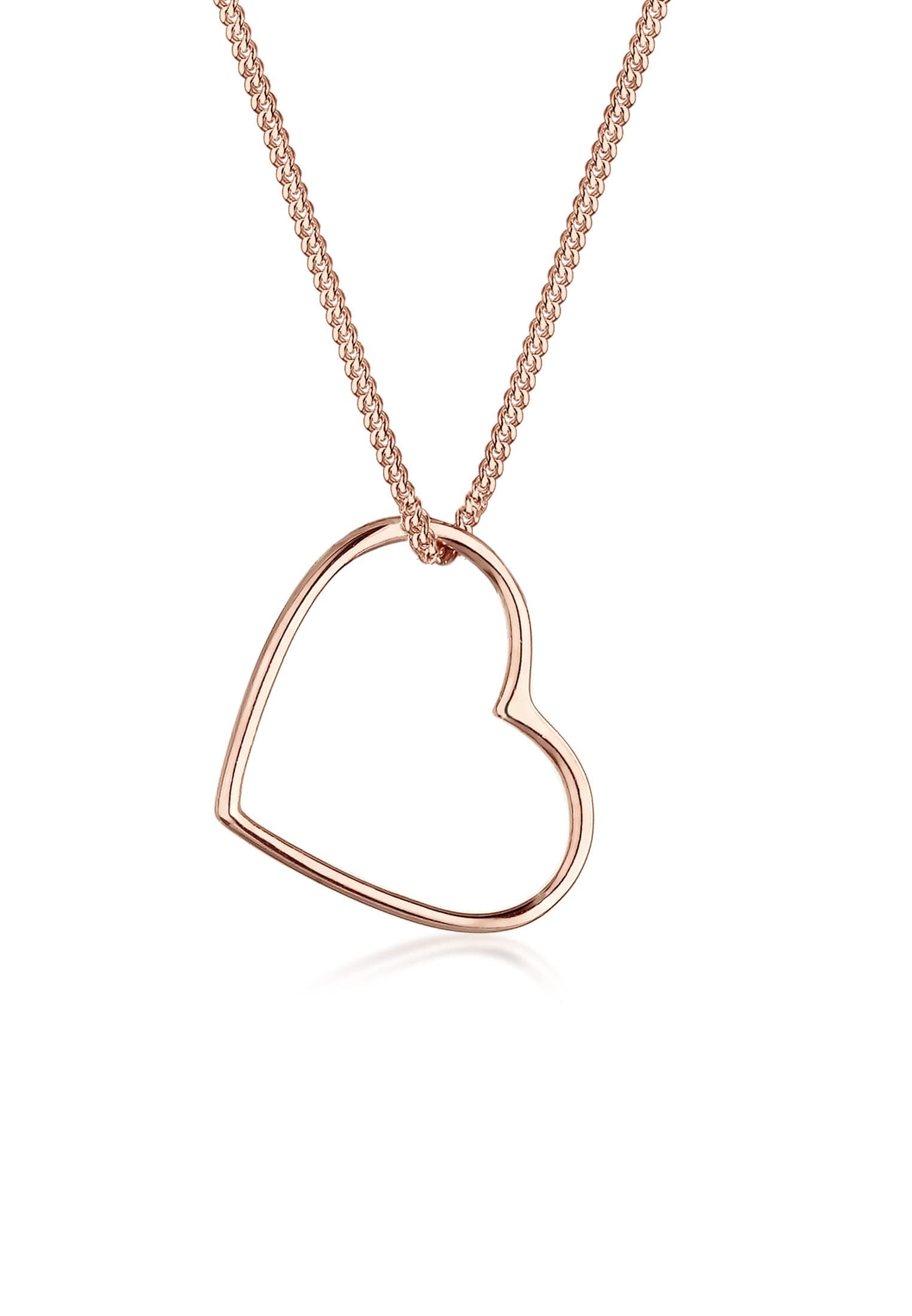 Elli Halskette Damen Herz Anhänger Filigran in 925 Sterling Silber 45 Rose Gold
