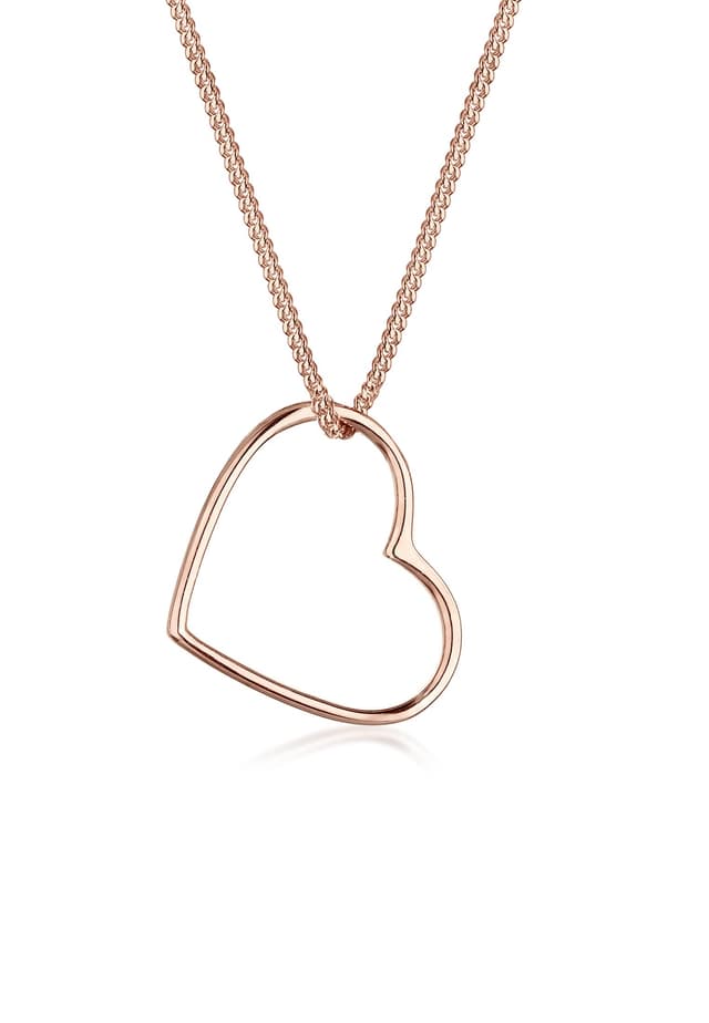 Elli Halskette Damen Herz Anhänger Filigran in 925 Sterling Silber 45 Rose Gold