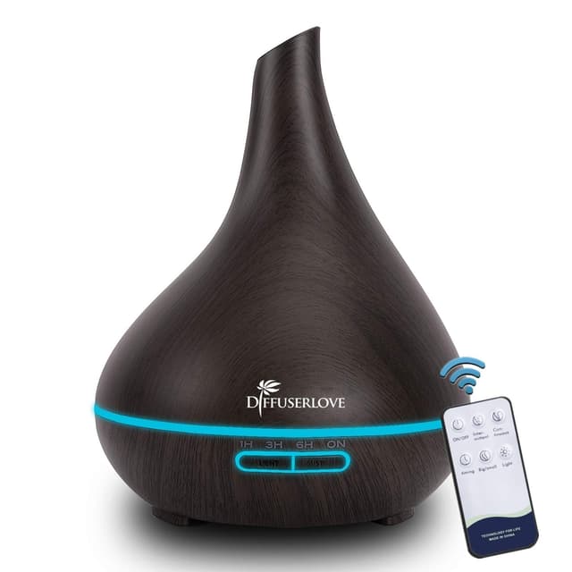 Diffuserlove 500ML diffuser Aroma diffuser Ultraschall Luftbefeuchter Trag usor Cool Mist Humidifier mit 7 Farben LED und Auto-Abschaltung Fernbedienung Funktion,Perfekt für Office Home Schwarz