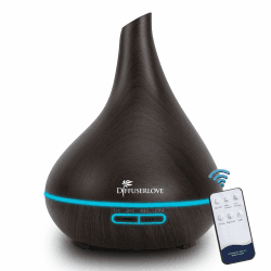 Diffuserlove 500ML diffuser Aroma diffuser Ultraschall Luftbefeuchter Trag usor Cool Mist Humidifier mit 7 Farben LED und Auto-Abschaltung Fernbedienung Funktion,Perfekt für Office Home Schwarz Angebot bei HelloDeals