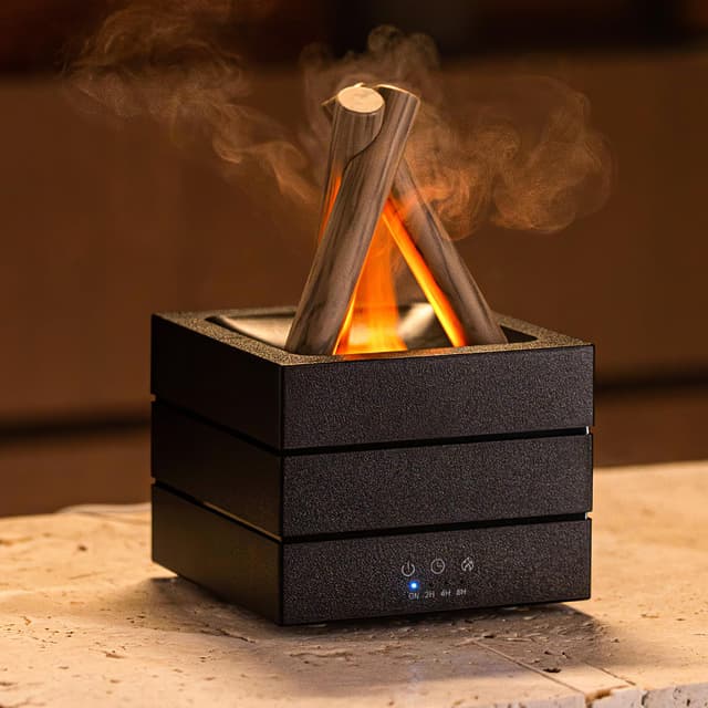 Luftbefeuchter, 280ml Flammen Duft Diffuser, Aufladbarer Luftbefeuchter mit Farbiges Licht, Drei Gang Timing Funktion, Geeignet für Schlafzimmer, Büro, Wohnzimmer, Weihnachtsgeschenke (schwarz)