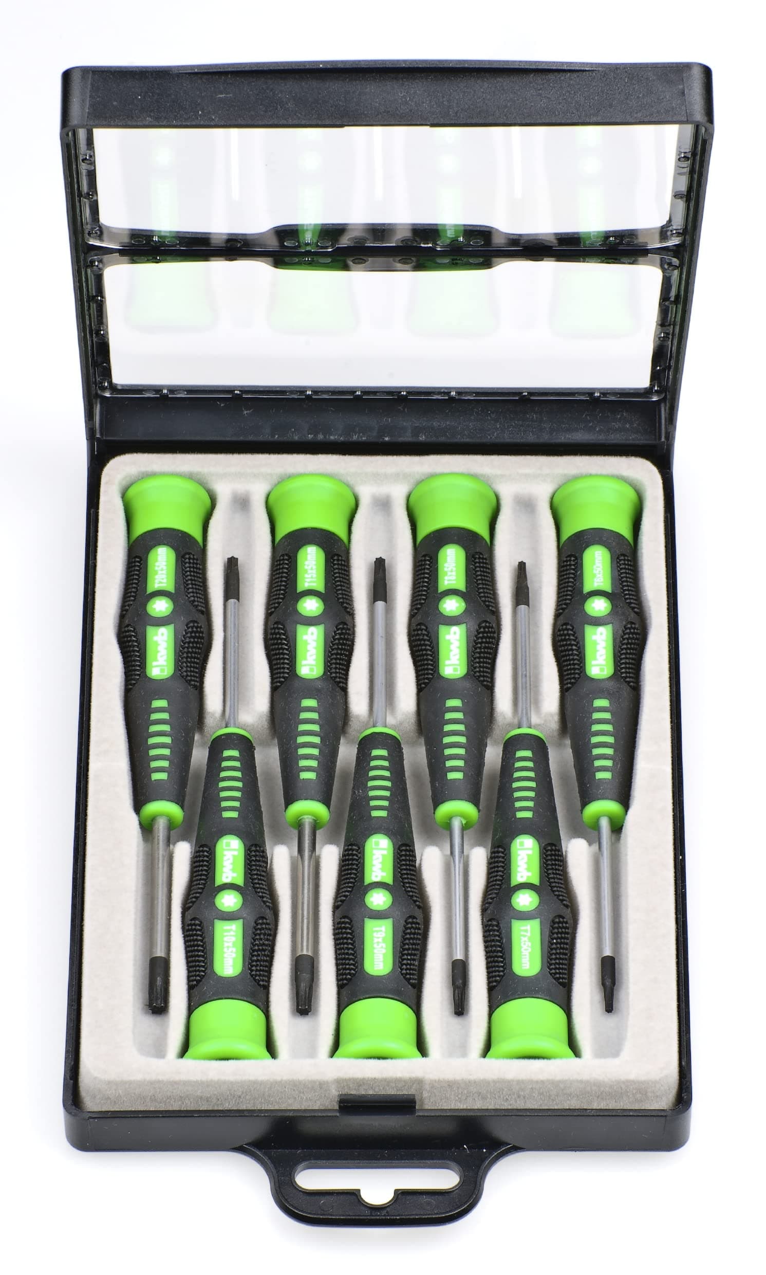 kwb Präzisions-Schraubendreher Set TX/Innensechsrund für Fein-Mechanik, Mini-Schraubenzieher f. Uhrenmacher/Feinmechaniker, Werkzeug-Satz in Aufbewahrungs-Box, mit Dreh-Kopf und 2-Komponentengriff Präzisions-Schraubendreher TX