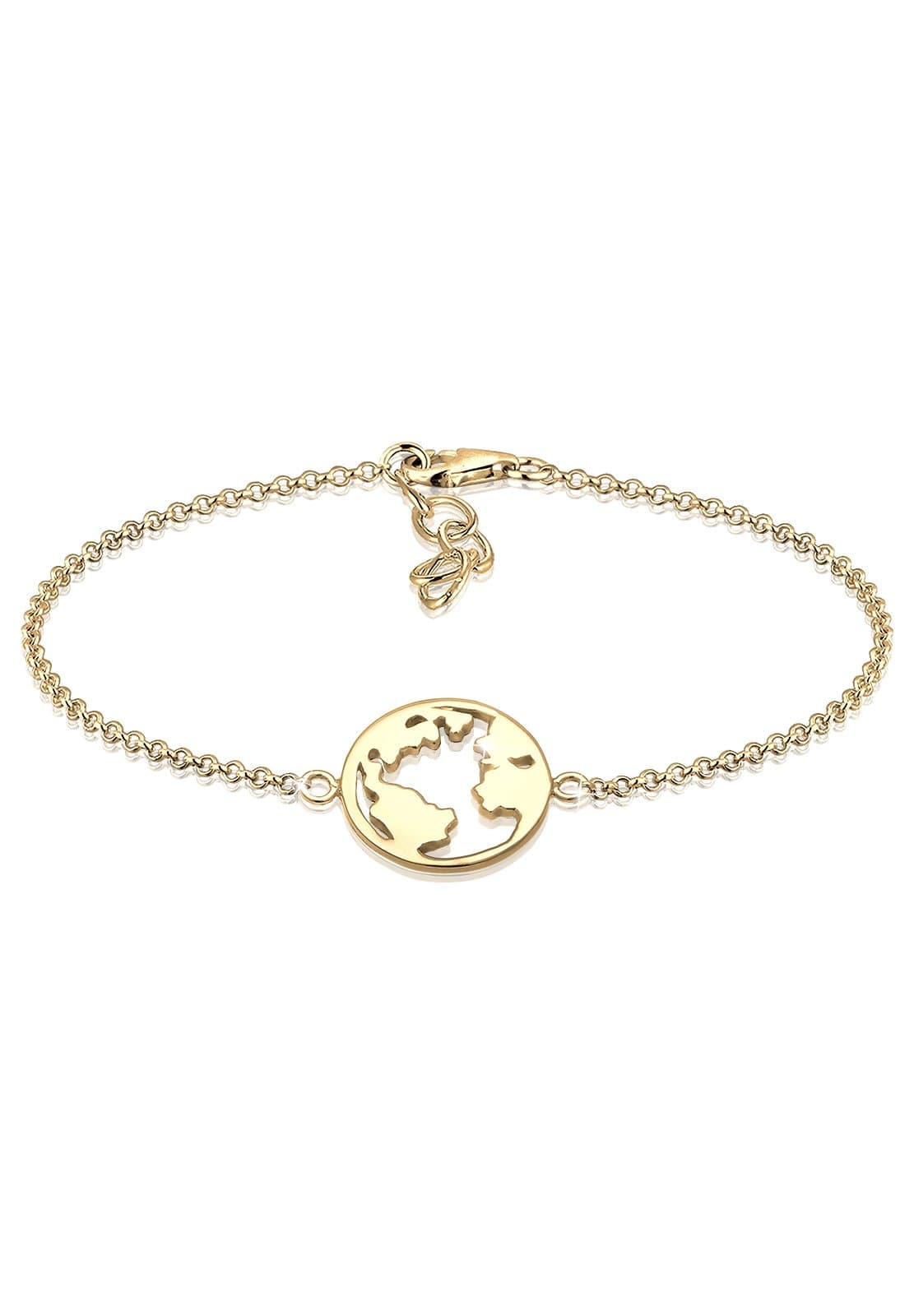 Elli Damen Armband Weltkugel Weltkarte Globus Reisen Armkettchen in 925 Sterling Silber Gold