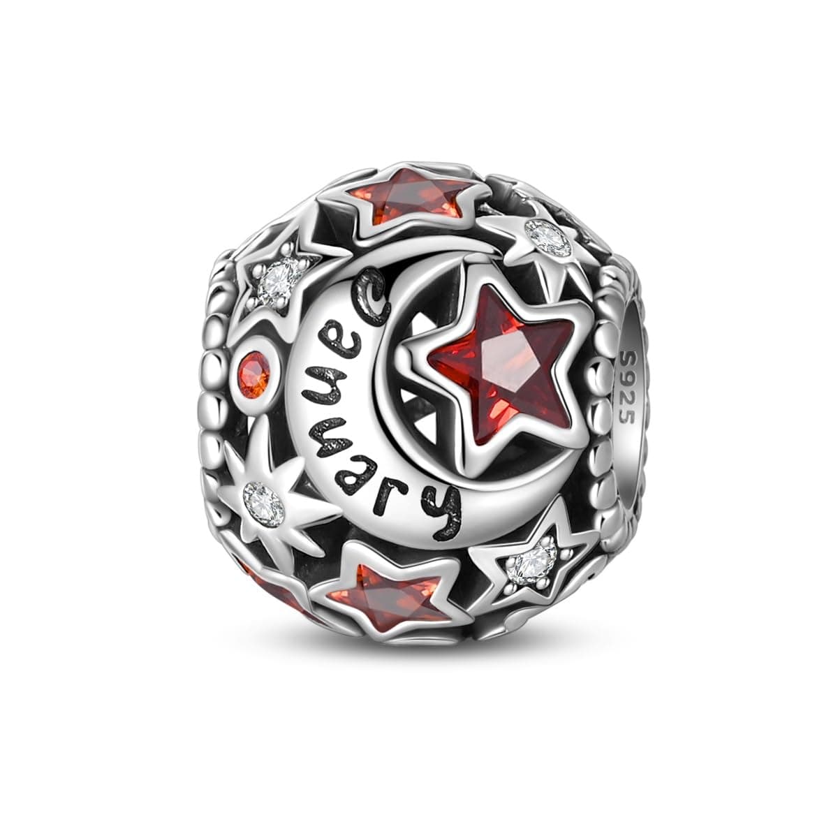 QIKAOLA 925 Sterling Silber Birthstone Charms Perlen Pandora Charms für Armbänder und Halsketten Januar Geburtsstein