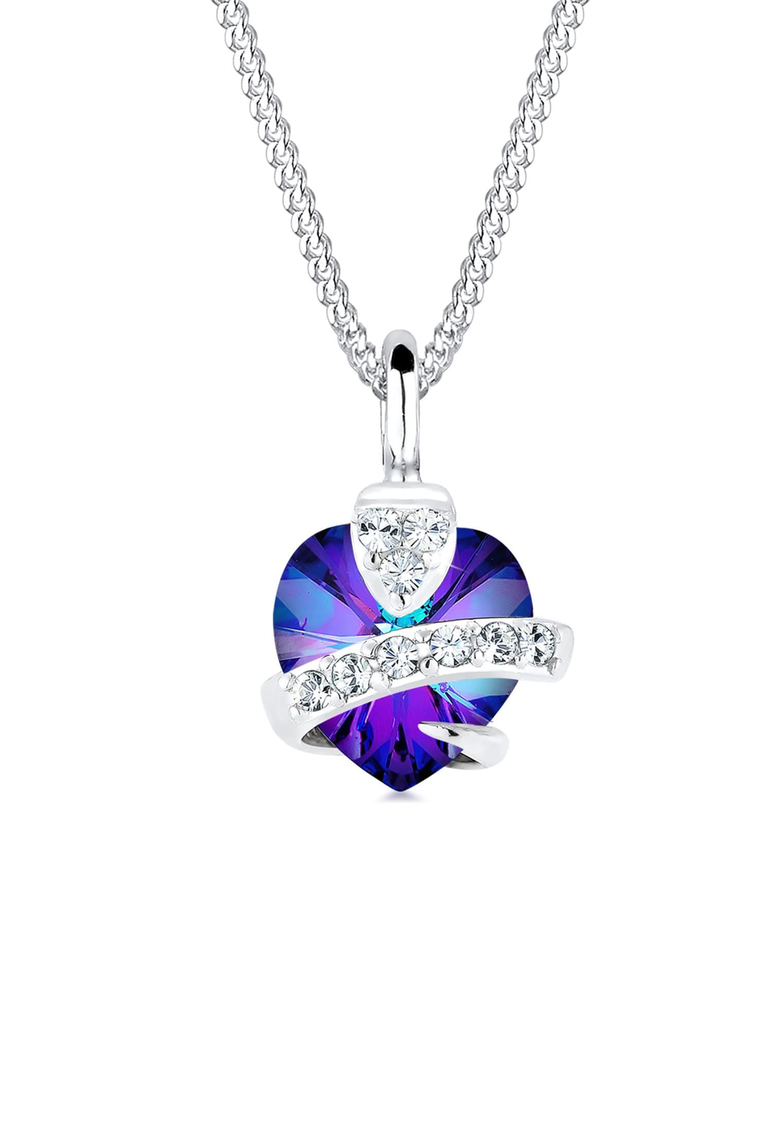 Elli Damen Halskette Herz Anhänger Glamourös mit Kristalle Purple