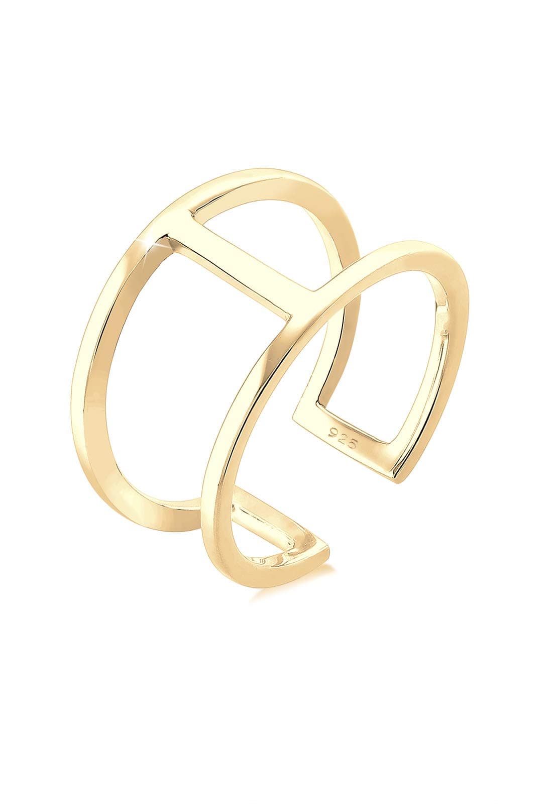 Elli Ring Damen im Geo Minimal Trend Größenverstellbar in 925 Sterling Gold