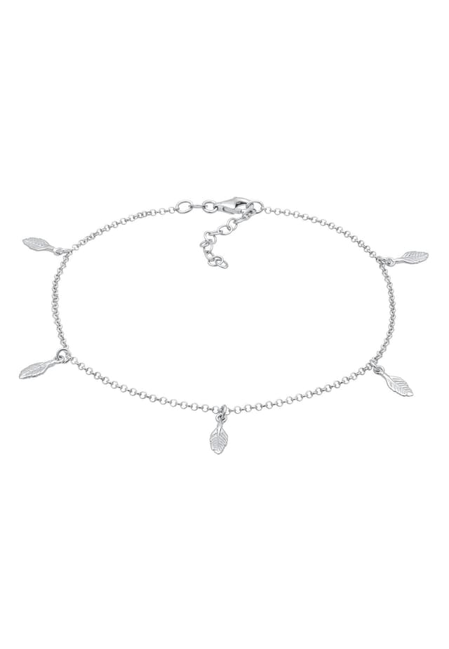 Elli Fußschmuck Damen Fußkettchen Feder Anhänger im Boho Trend in 925 Sterling Silber