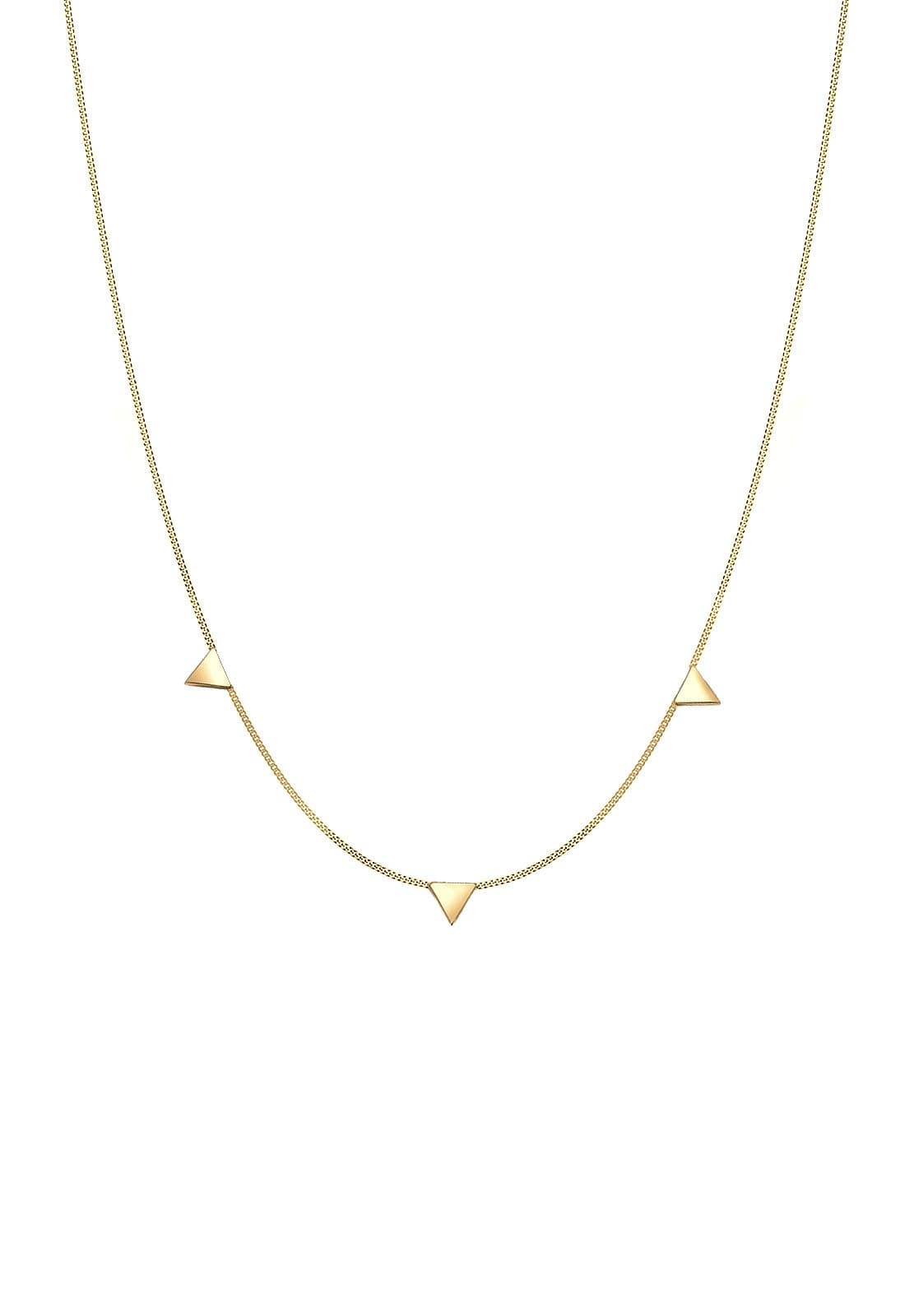 Elli Damen Echtschmuck Halskette Kette Dreieck Anhänger in 925 Sterling Silber Rosé vergoldet 40 cm länge 40 Gold
