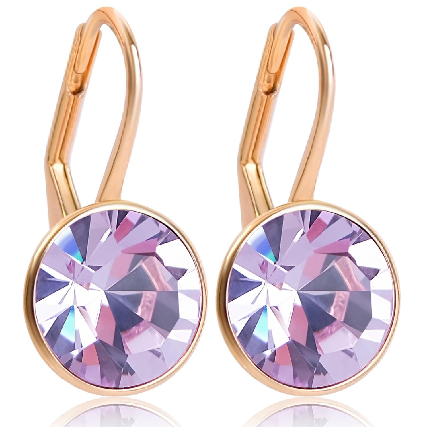 NOBEL Ohrringe Rosegold 925 Sterling Silberohrringe Damen Markenkristalle aus Österreich Violet