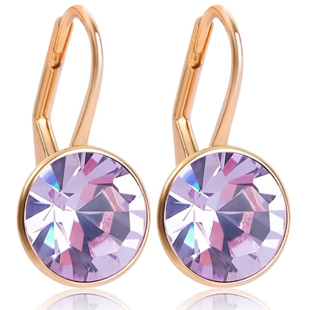 NOBEL Ohrringe Rosegold 925 Sterling Silberohrringe Damen Markenkristalle aus Österreich Violet