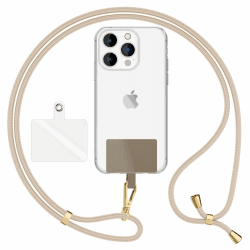 NALIA HoldMe Air Universal-Kette mit Pad, Band für Handy-Hülle zum Umhängen, Karabinerhaken aus Metall (gold), Schlüsselband Umhängeband 160 CM, Crossbody Lanyard mit Schlaufe, Farbe:Weiß Beige Weiß Beige Gold Metall Angebot bei HelloDeals