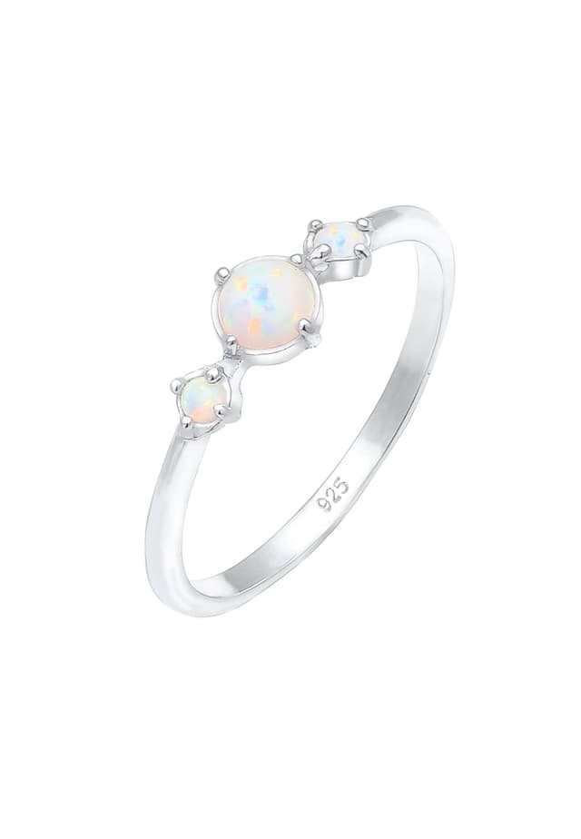 Elli Ring Damen Band Geo Vintage Trend mit Synthetischem Opal in 925 Sterling Silber 58