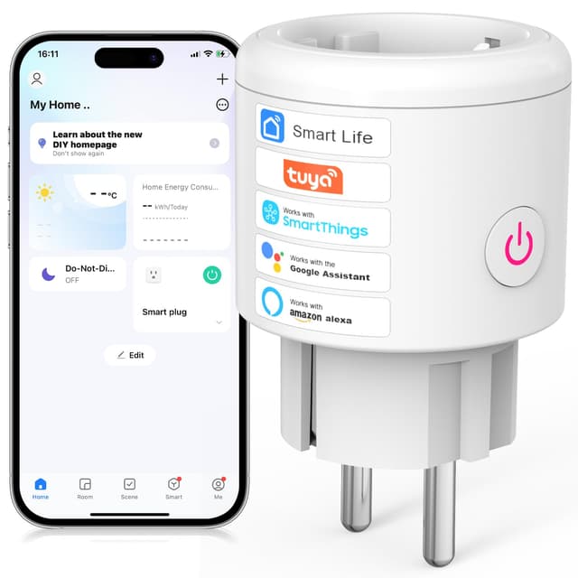 SURFOU WLAN Steckdose mit Strommessgerät, Smart Home Zeitschaltuhr Steckdose, 2.4 GHz WiFi Smart Plug Funktioniert mit Alexa, Google Home, Sprachsteuerung, Fernzugriff, Kein Hub Notwendig 1er Pack