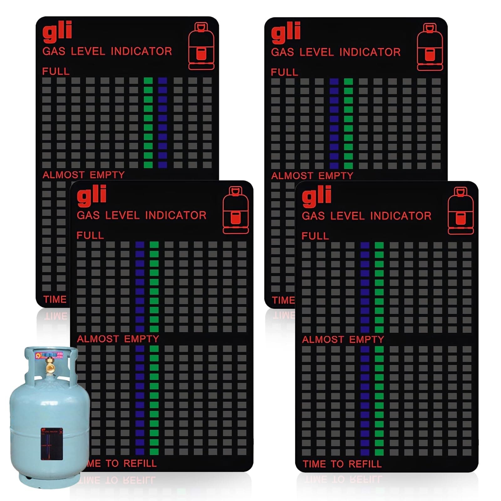 GD HUA 4 Stück Gasflaschen Füllstandsanzeige,Magnetische FüLlstandsanzeige,Propangas füll Standsanzeige,Gasfüll Standsanzeiger für Gasflaschen Wohnmobil,für Propan-Gas oder Butan Gasflaschen Gaskocher