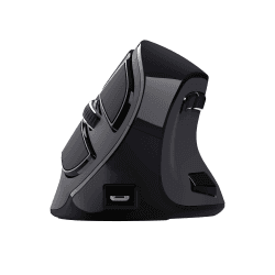 Trust Voxx Vertikale Kabellose Maus, Wiederaufladbare Ergonomische Funkmaus, Bluetooth und 2.4 GHz Verbindung, 9 Tasten, 1200-2400 DPI, PC/Mac/Computer/Laptop/MacBook/Chromebook - Schwarz Single