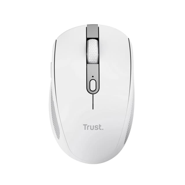 Trust Ozaa Leise Kabellose Maus Bluetooth + 2.4GHz, Kompakte Mehrgeräte Funkmaus, 60% Recyclingkunststoff, Wiederaufladbare Bluetooth Maus Laptop PC Computer Windows Android Mac - Weiß Kompaktes Design Weiß