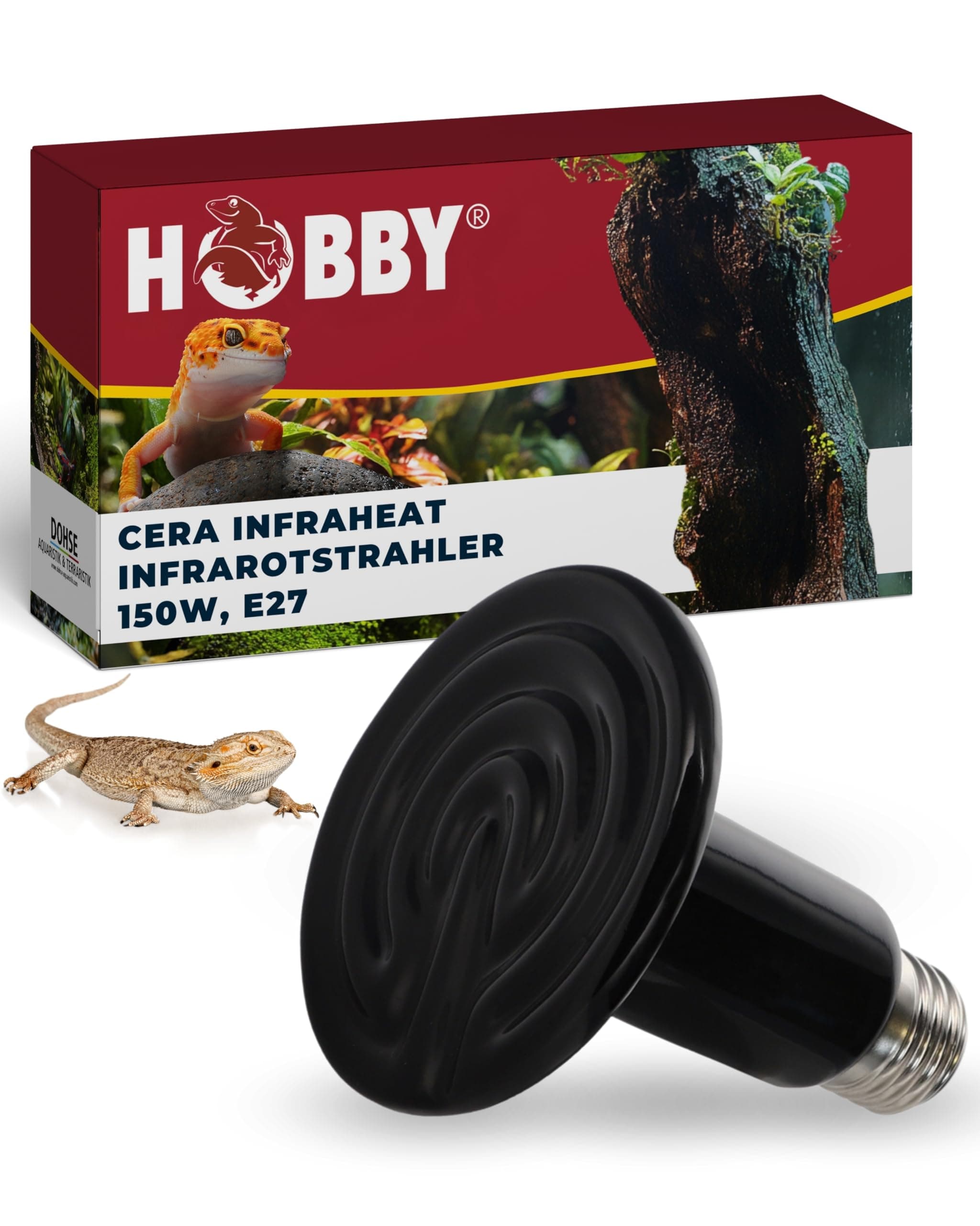 Hobby Terraristik Cera Infraheat 150 W I Keramischer Infrarot Dunkelstrahler zur Reptilien- und Insektenhaltung I Terrarium Wärmestrahler I langlebige Wärmelampe für Terrarien