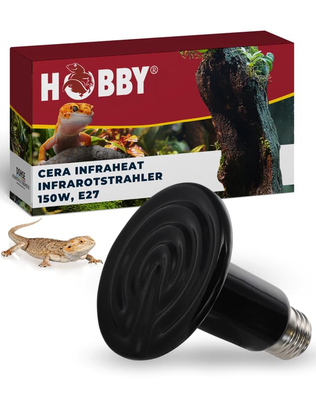 Hobby Terraristik Cera Infraheat 150 W I Keramischer Infrarot Dunkelstrahler zur Reptilien- und Insektenhaltung I Terrarium Wärmestrahler I langlebige Wärmelampe für Terrarien