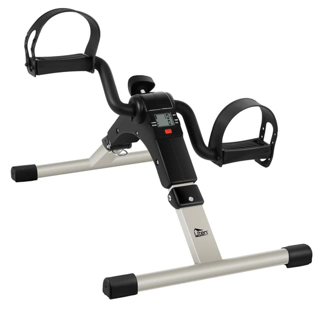 Mini Heimtrainer, Uten Heimtrainer Fitnessgerät mit Einstellbarer Widerstand mit Rutschfester Matte Mini Bike Arm und Beintrainer für Zuhause Büro Einstellbarer Schwarz Silber