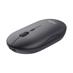 Trust Puck Wiederaufladbare Kabellose Maus, Bluetooth und 2.4 GHz Verbindung via USB-Mikroempfänger, DPI Einstellbar 800/1200/1600, Ergonomisch, Funkmaus für PC/Mac/Computer/Laptop/MacBook - schwarz