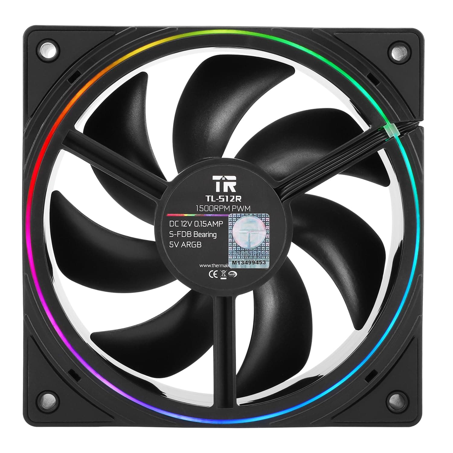 TR TL-S12R CPU Lüfter 120 mm Reverse Fan Case Viene Fornito con Illazione ARGB, Ventola di Raffreddamento CPU mit 1500 Giri/min, Ventola Silenziosa per Computer PC PWM nera