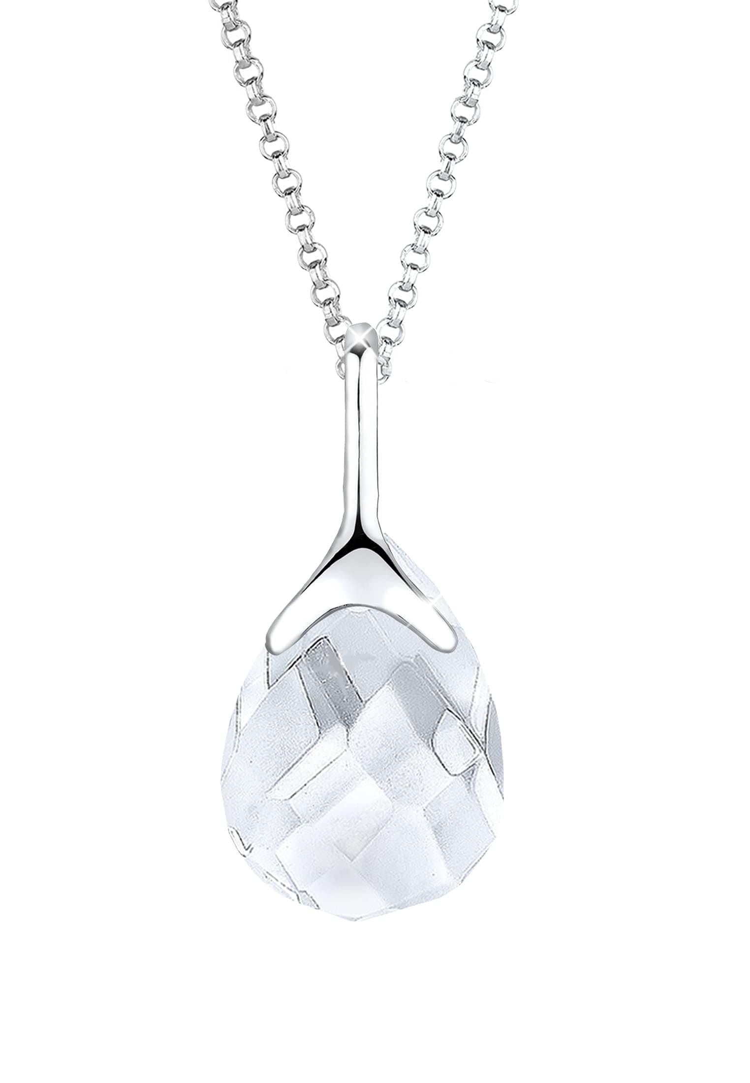 Elli Halskette Damen Klassisch Tropfen mit Bergkristall in 925 Sterling Silber