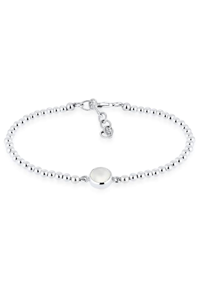 Elli Armband Damen mit Mondstein und Kugeln in 925 Sterling Silber