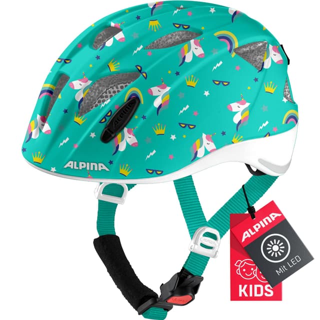 ALPINA XIMO Flash - Leichter, Sicherer und Bruchfester Fahrradhelm Mit LED-Licht Für Kinder unicorn gloss 47-51 cm