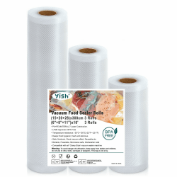 YISH Vakuumierbeutel 3 Rollen Vakuumierfolie: Vakuumbeutel Lebensmittel 15/20/28x300cm, Profi Folienrollen BPA-frei, Vakuumbeutel für Alle Vakuumierer und Sous Vide, Mehrweg, Stark und Reißfest