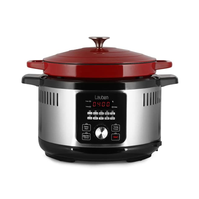 Lauben OvenSafe® Multikocher 6000RS Multifunktionaler Topf mit 6 l Fassungsvermögen, 10 Programme, gusseiserner Emaille-Topf OvenSafe® geeignet für Herd oder Backofen, spülmaschinenfest