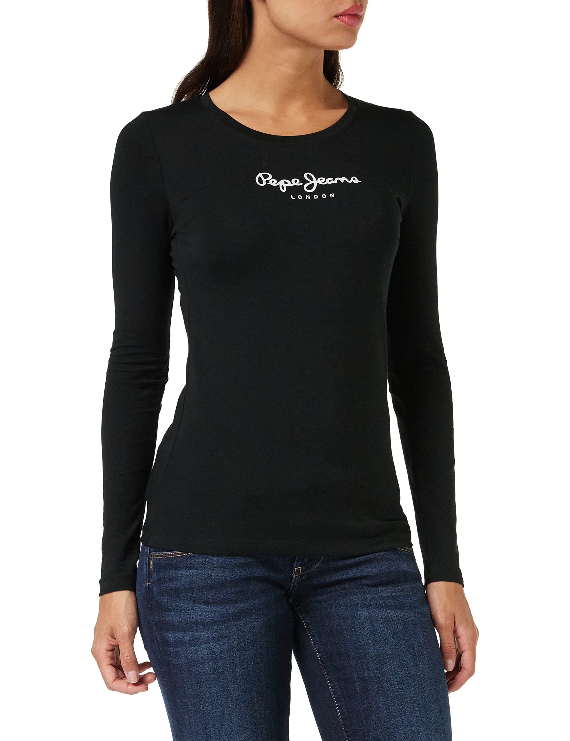 Pepe Jeans Damen New Virginia Ls N T-Shirt M Black (Black)