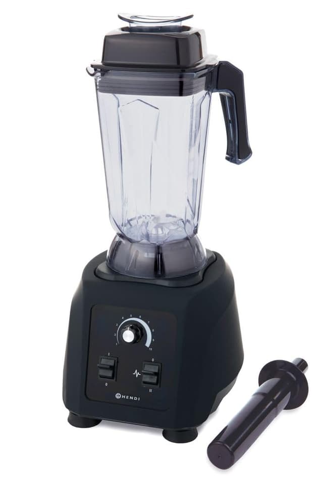 HENDI Standmixer BPA-frei, Hochleistungsmixer, Manuell, temperaturbeständig -40˚C bis 90˚C, Inkl. 2,5 Liter-Kanne und Deckel, Smoothie-Cocktails-Desserts, 230V, 1680W, 270x250x(H)550mm, BPA Frei