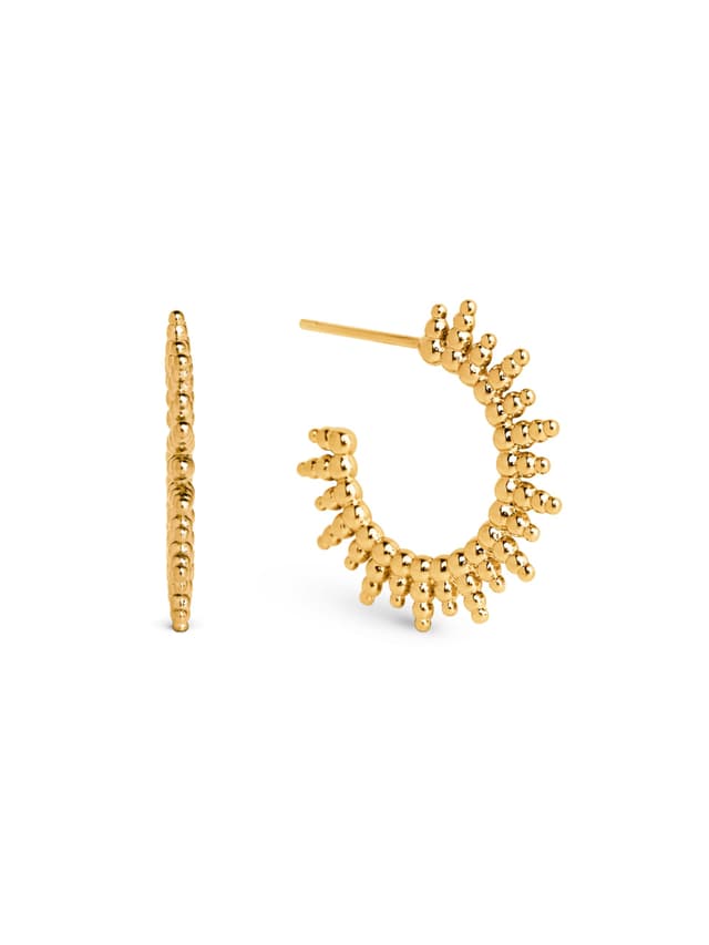 SINGULARU Pebbles Sun Ohrringe aus Messing mit 18 Karat Gold oder Rhodium, Creolen mit Steckverschluss - Damenschmuck