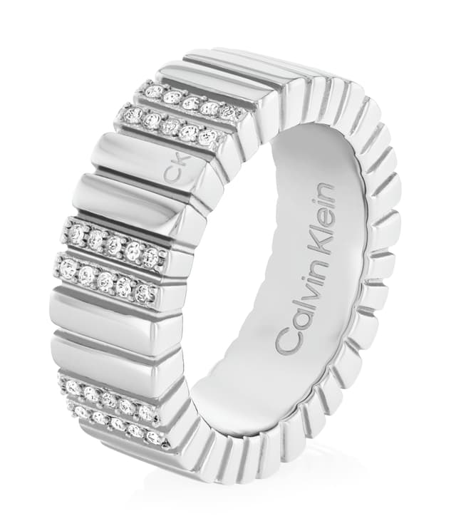Calvin Klein Damenring MINIMALISTIC METALS Collection aus Edelstahl mit Kristallen verziert - In verschiedenen Größen erhältlich Size: 56