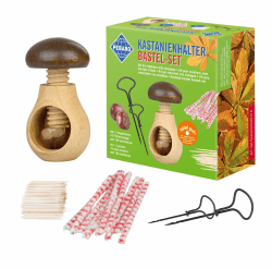 Pebaro setkast4 Kastanienhalter in Pilzform, Bastelset, 2 Kastanienbohrer / Nagelbohrer in 2mm und 3mm, einfach Löcher in Kastenien bohren, Basteln mit Kindern, Kastanienmännchen Angebot bei HelloDeals