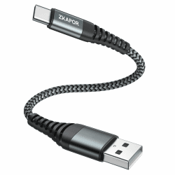ZKAPOR USB C Kabel Kurz 30CM, Schnellladekabel USB C 3A Nylon Geflochtenes USB Kabel Typ C Kompatibel Mit iPhone 15/15 Pro Max, Samsung Galaxy S24/S23/S22/S21, Note 10, Huawei P40/P30, Google Pixel 0.3M Grau Angebot bei HelloDeals