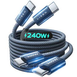 LISEN 240W Schnellladekabel USB C auf USB C Kabel 2M [2-Stück] für iPhone 17 Pro Ladekabel USB C,PD3.1 Nylon für iPhone 16/15 Pro Max,iPad Air/Pro,MacBook Air/Pro,Samsung Galaxy S25/S24, Dunkelblau 2M+2M Dunkelblau Angebot bei HelloDeals