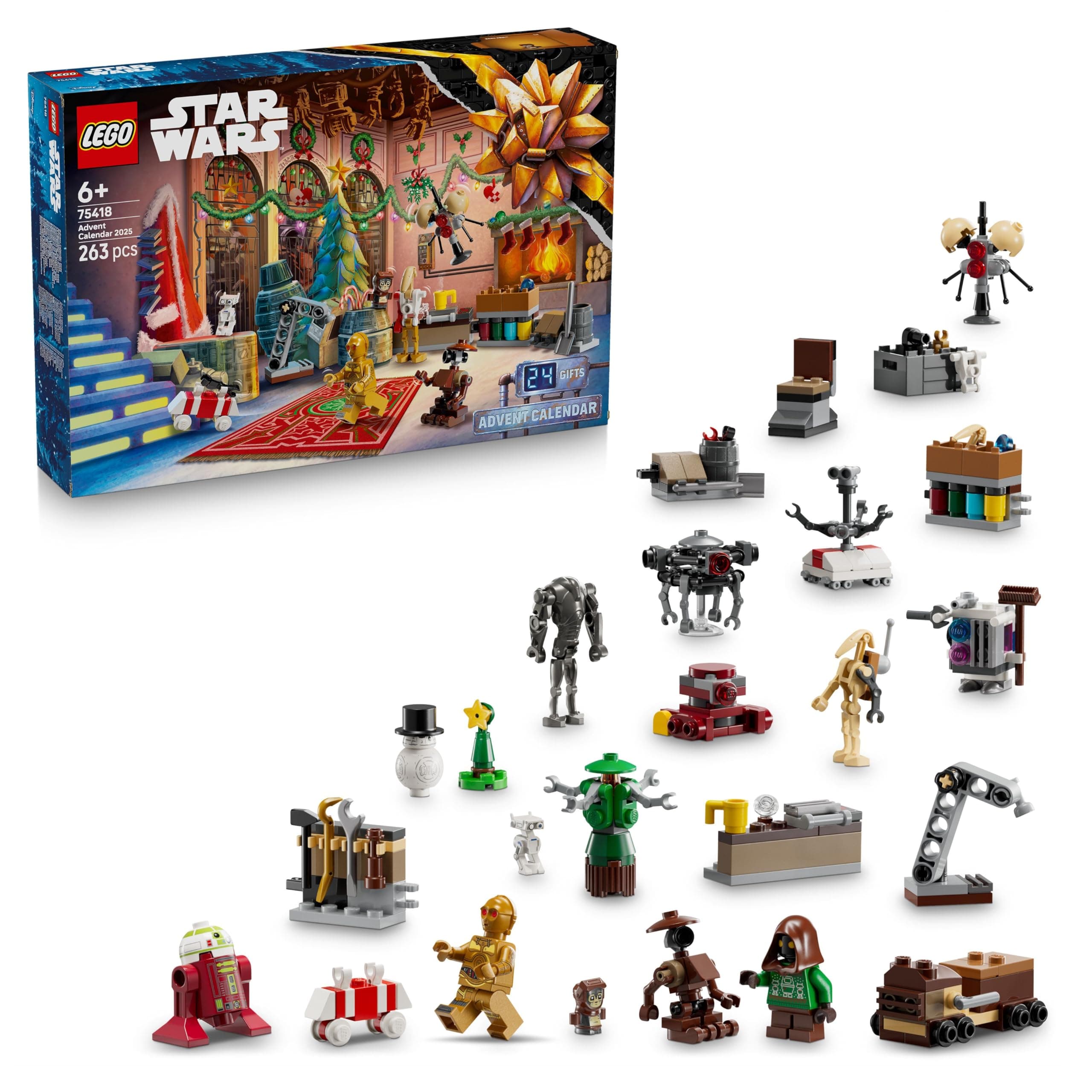 LEGO Star Wars Adventskalender 2025 - Weihnachten Spielzeug mit 24 Überraschungen - 2 Minifiguren & 5 Droidenfiguren - Kinder Spielset - Geschenk für Jungen ab 6 Jahren & Star Wars Fans - 75418