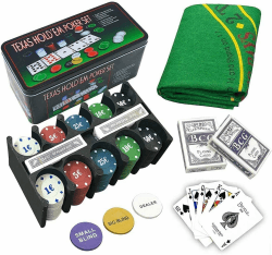 ISO TRADE Texas Holdem Poker Set 200 Chips Black Jack Kartenspiel Pokerkartenspiel 600 Angebot bei HelloDeals